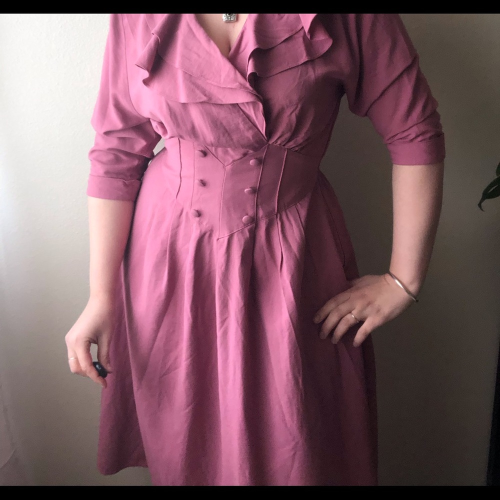 Vintage Nina Piccalino 80’s Does 40’s Cinch Waist Dress
